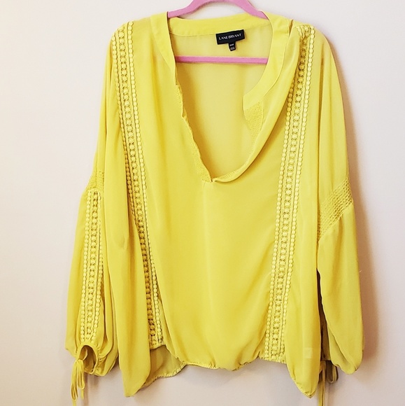 Lane Bryant chartreuse lemon sheer blouse - Picture 1 of 6